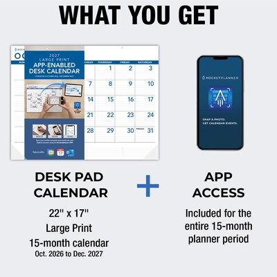 2027 Rocketbook Rocketplanner 17" x 0.5" Monthly Desk Calendar (RKDP-CY27-22-BK)