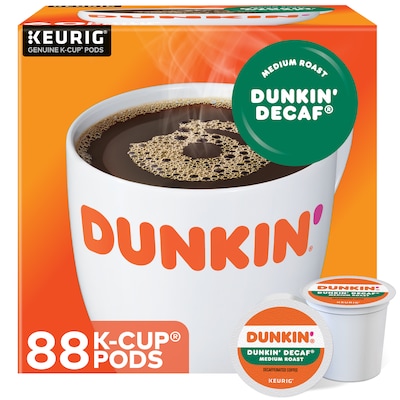 Dunkin Decaf Coffee Keurig® K-Cup® Pods, Medium Roast, 88/Carton (400846)