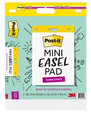 Post-it Super Sticky Mini Wall Easel Pad, 15 x 18, 20 Sheets/Pad, 6 Pads/Pack (577SS)