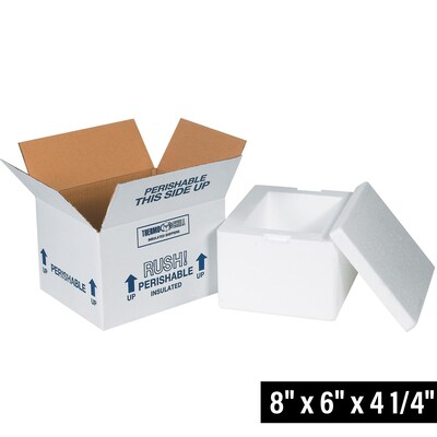 8" x 6" x 4.25" Insulated Shipper Box, White (204C)