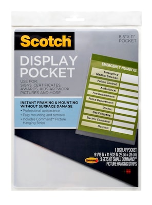 Scotch Display Pocket, 8.5 x 11, Clear (WL854C)