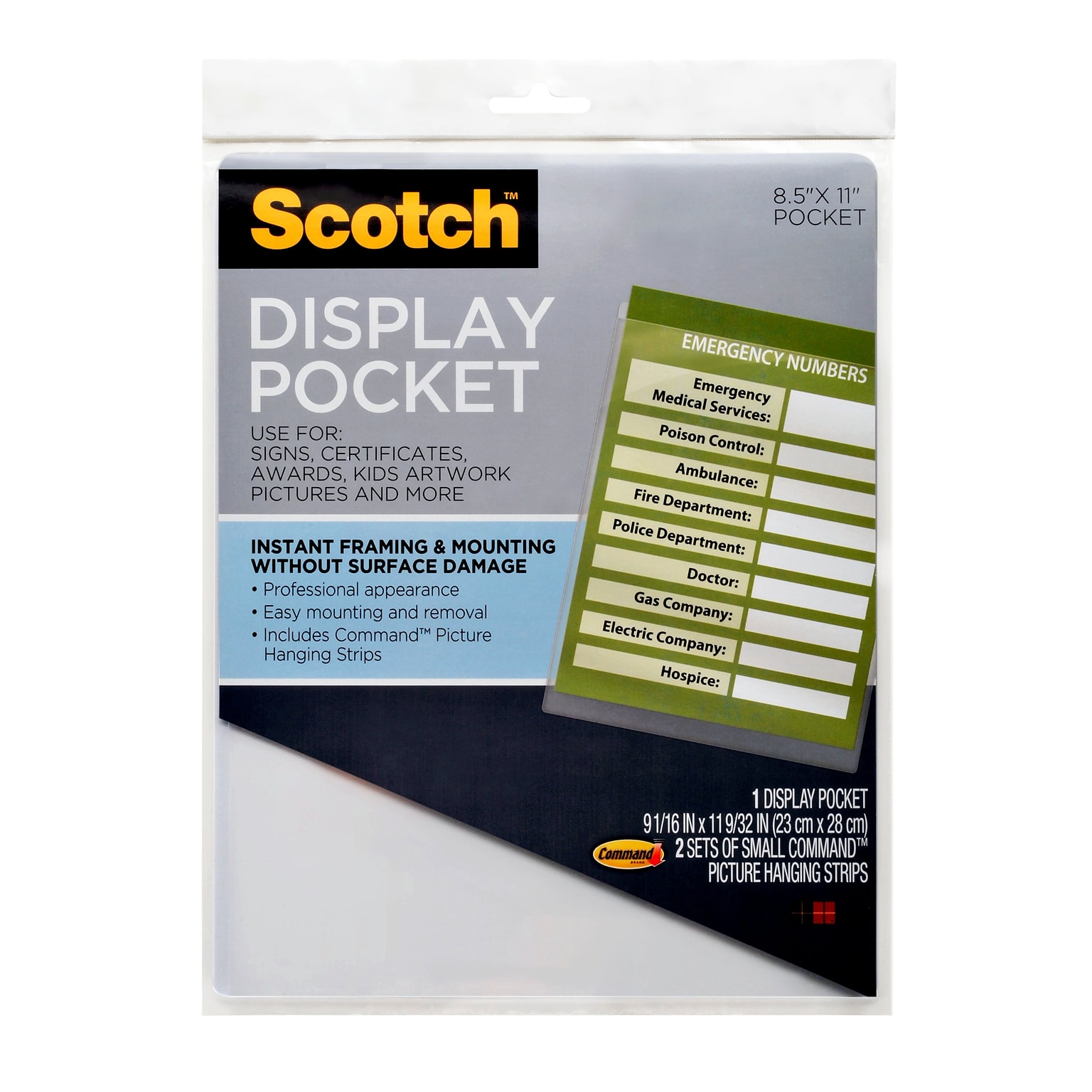 Scotch Display Pocket, 8.5 x 11, Clear (WL854C)