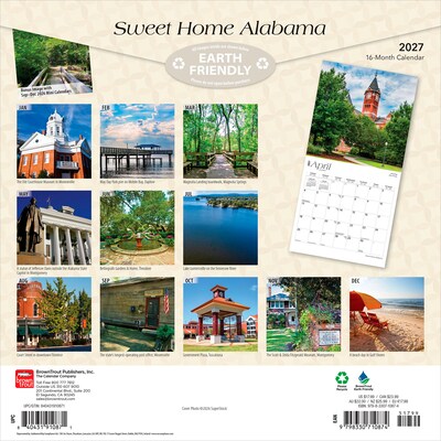 2027 BrownTrout Alabama Places 12 x 12 Monthly Wall Calendar (9798330710874)