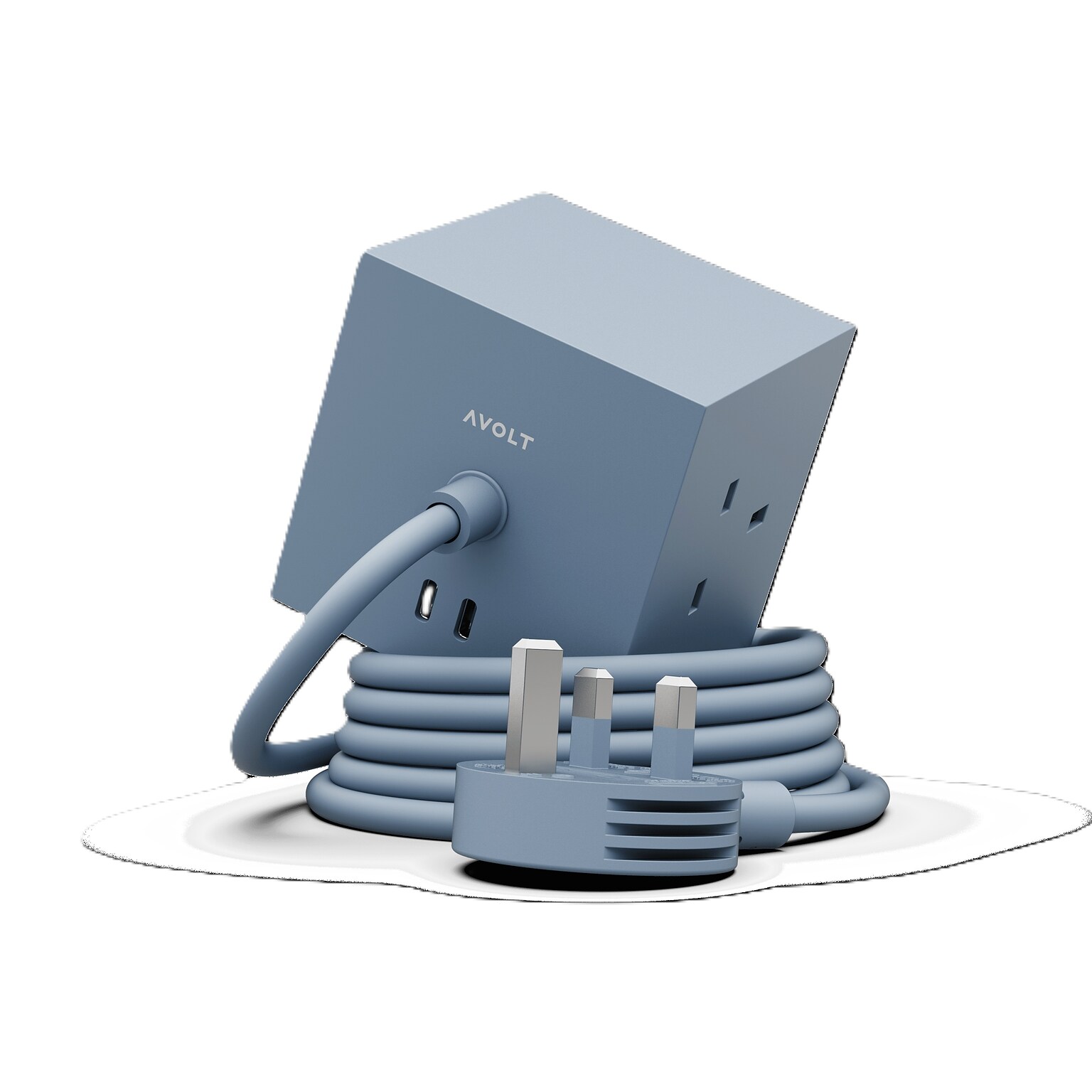 AVOLT Square 1 5.9 3-Outlet Power Extender with USB-C, Shark Blue (SQ1-NABC30-18SHB)