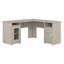 Bush Furniture Cabot 60W L-Shaped Desk, Linen White Oak (WC31130K)