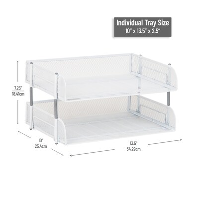 Mind Reader Metal Side Loading Stackable Letter Tray, White (ESTACK2-WHT)