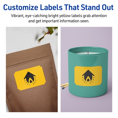 Avery Laser/Inkjet Rectangle Scalloped Multipurpose Labels, 2" x 3", Bright Yellow, 320/Pack (94267)