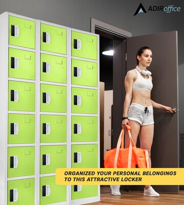 AdirOffice 72"H 6-Tier Green Storage Locker (ADI629-206-GRN-DL)