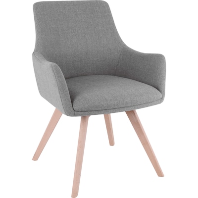 Lorell Mid-Century Modern Flannel Guest Chair with Beech Wood Legs, Gray (LLR68560)