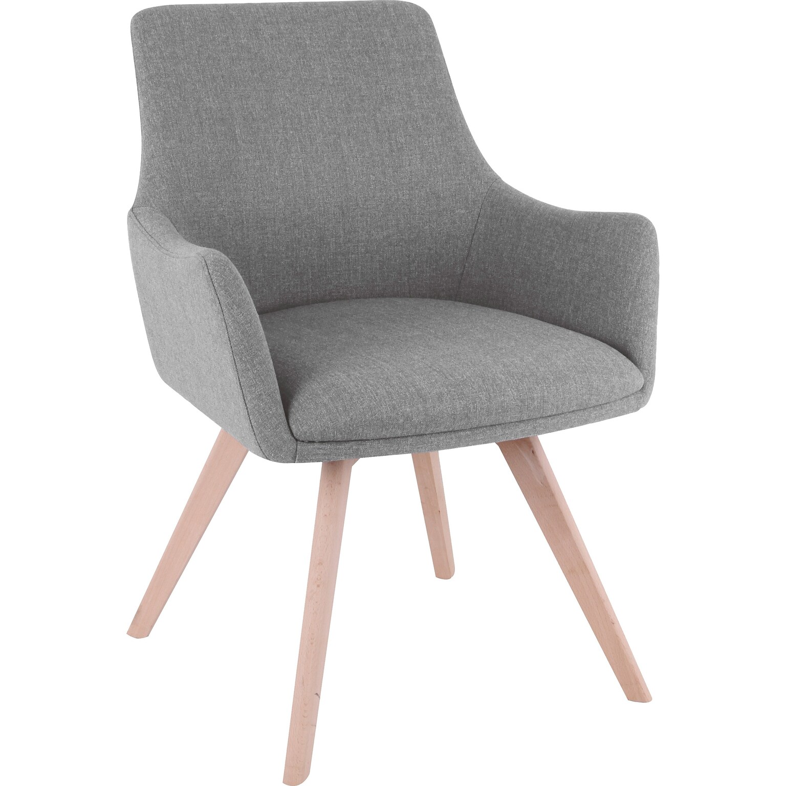 Lorell Mid-Century Modern Flannel Guest Chair with Beech Wood Legs, Gray (LLR68560)