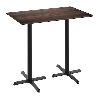 Flash Furniture Acadia Wooden Dining Table with X-Bases, 30D x 48W, Dark Brown/Black Base (ST3048WBRT2230B)