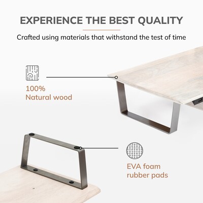 Anji Mountain Mango Wood & Metal Monitor Stand, Up to 32" Monitor, White Wash (MS-WWS-06NKL-PD)