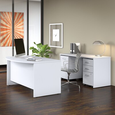 Bush Business Furniture Studio C 60W x 36D Bow Front Desk, White (SCD160WH)