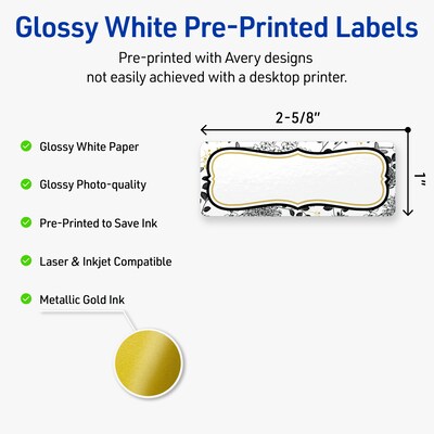 Avery Rectangle Laser/Inkjet Multipurpose Labels, 1 x 2-5/8, White, 160/Pack (19479371034)