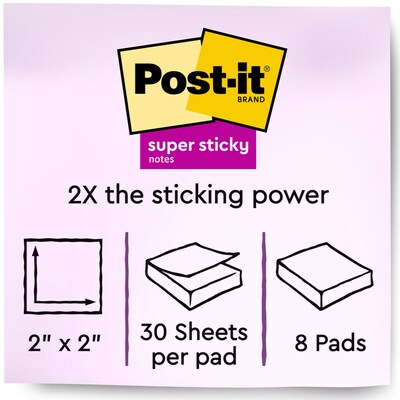 Post-it Super Sticky Notes, Lined, 4 in x 4 in, Assorted Brights, 3 Pads