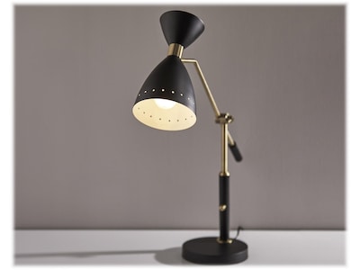 Adesso Oscar Incandescent Desk Lamp, 31.75", Matte Black/Antique Brass (4282-01)