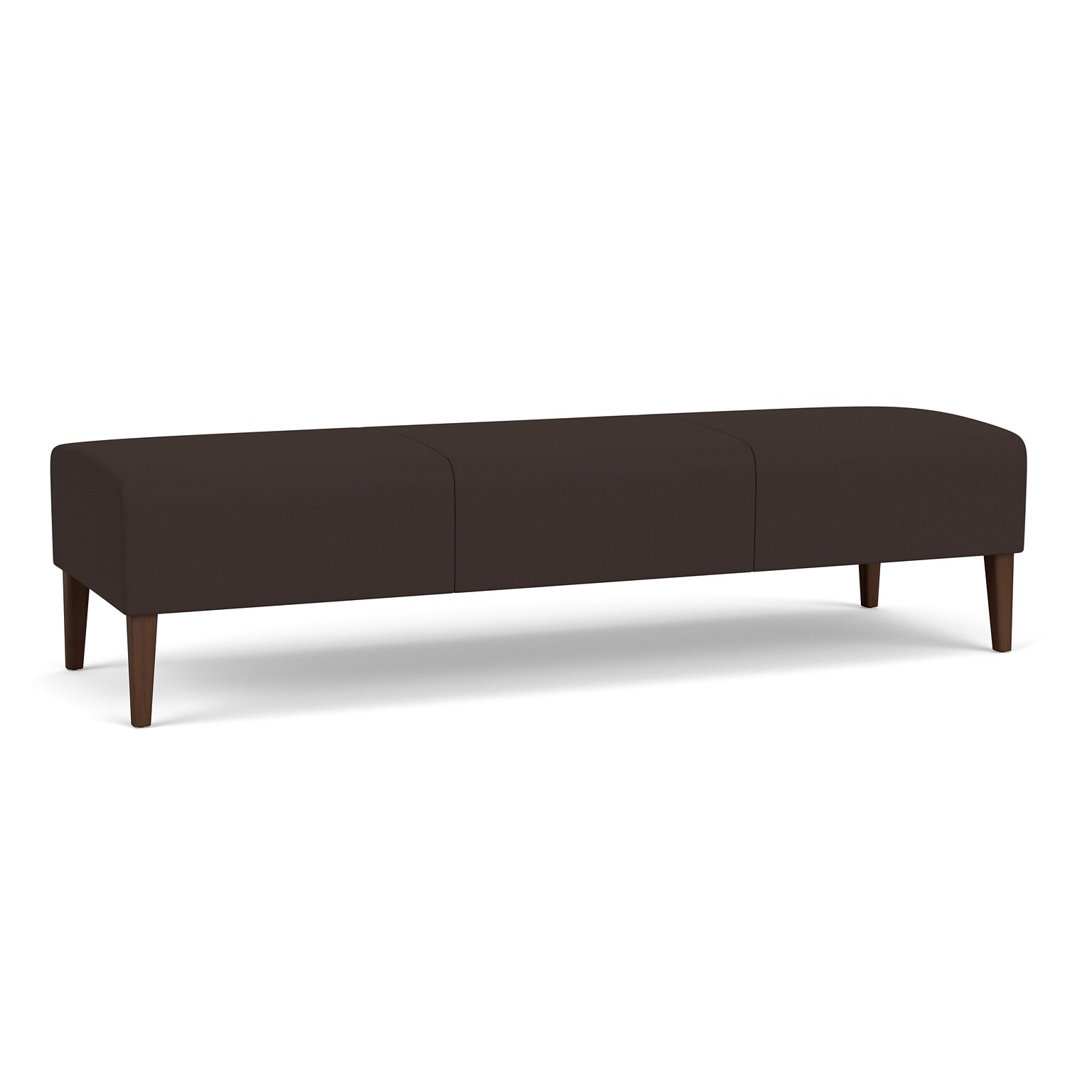 Lesro Luxe Fabric 3-Seat Bench, Open House Coffee Bean/Riftwood Walnut (LX3001.FRW-01OHCB)
