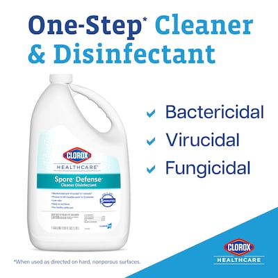 Clorox Healthcare Spore Defense Cleaner Disinfectant, Closed System Refill Bottle, 128 Fl Oz, 4/Pack  (32122)