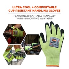 Ergodyne ProFlex 7041 Hi-Vis Nitrile-Coated Cut-Resistant Gloves, ANSI A4, Wet Grip, Lime, Large, 14