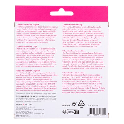 Talens Art Creation Acrylic Paint, Assorted Colors, 12mL, 12/Set, 2 Sets/Bundle (TLN9021812M-2)