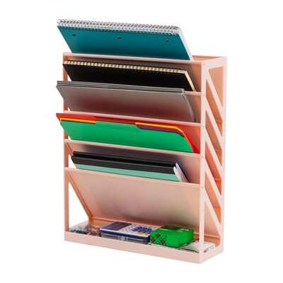 Mind Reader 5-Pocket Plastic Mountable Wall File, Letter Size, Pink (WALLANCH-PNK)