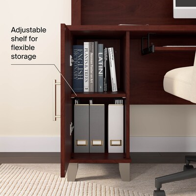 Bush Home Somerset 60" W L Shaped Computer Desk with Hutch, Hansen Cherry (SET002HC)