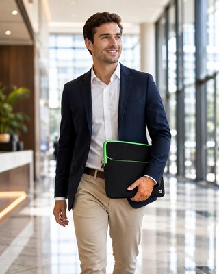 Vangoddy 15" Laptop Sleeve, Black/Green (NBKLEA224)