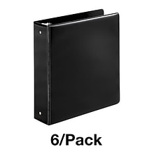 Quill Brand® Standard 2 3 Ring Non View Binder, Black, 6/Pack