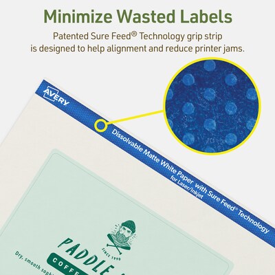 Avery Dissolvable Rectangle Multipurpose Labels, 4" x 6", Off-white, 50/Pack (94278)