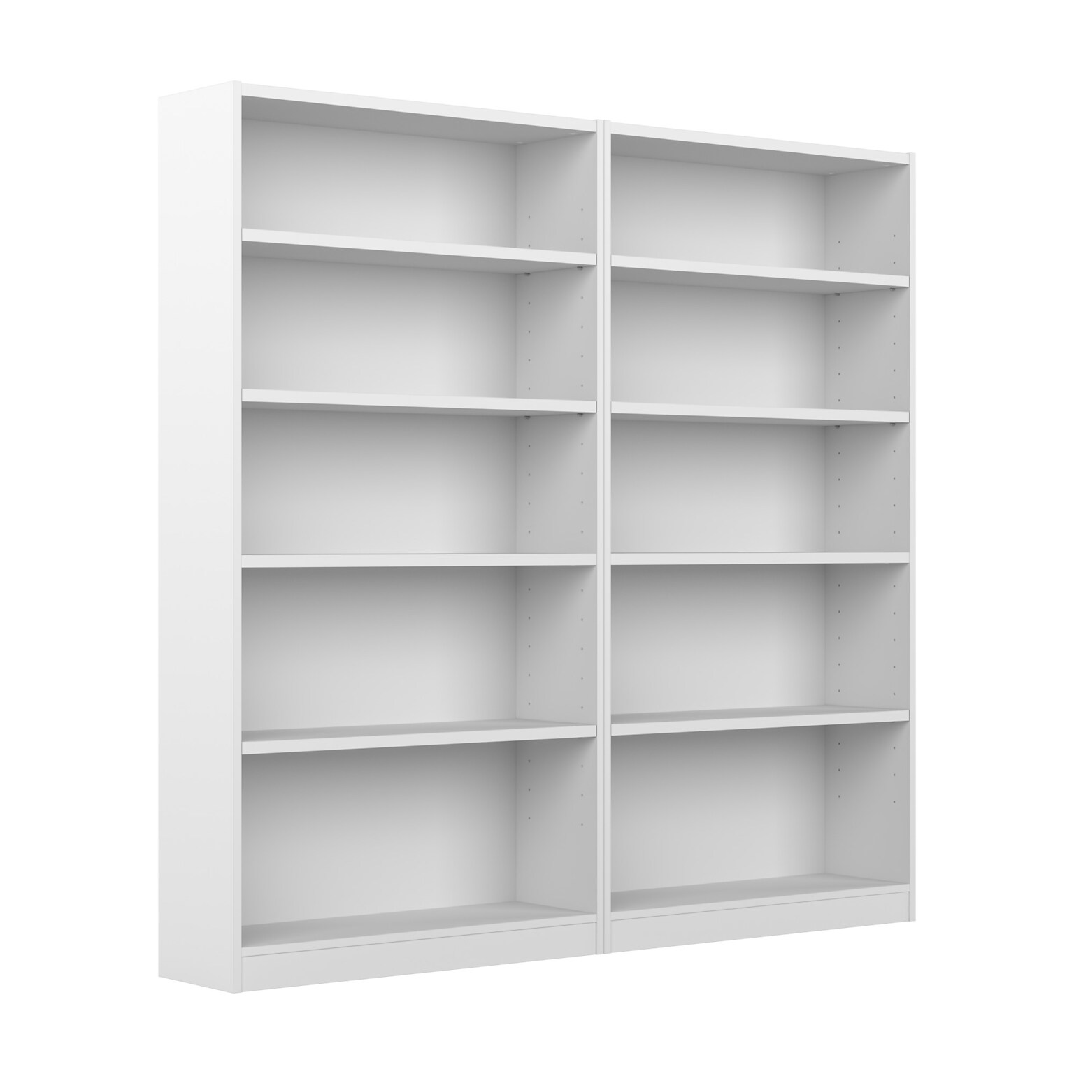 Bush Furniture Universal 72H 5-Shelf Bookcase, Pure White, 2/Set (UB003PW)