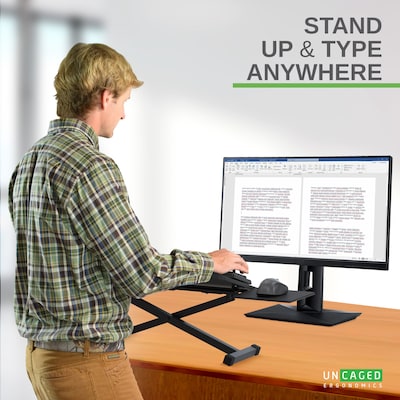 Uncaged Ergonomics KT3 Adjustable Standing Keyboard Stand and Mouse Tray, Black (KT3-B)