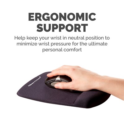 Fellowes PlushTouch Foam Non-Skid Mouse Pad/Wrist Rest Combo, Black (9252001)
