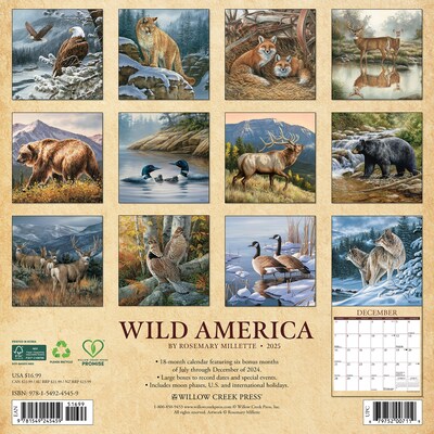 2025 Willow Creek Wild America 12 x 12 Monthly Wall Calendar (45459)