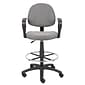 Boss Deluxe Posture Fabric Drafting Stool with Swivel Base, Gray (B1617-GY)