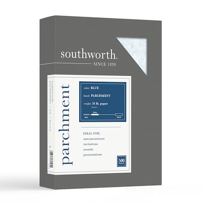 Southworth 8.5 x 11 Business Paper, 24 lbs., Blue with Parchment Finish, 500 Sheets/Ream (964C)