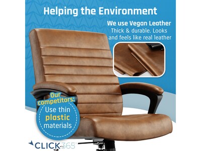Click365 Transform 3.0 Ergonomic Bonded Leather Swivel Desk Chair, Cognac (CCHR10008A)