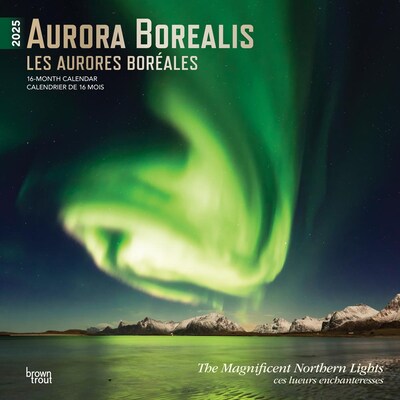 2025 BrownTrout Aurora Borealis Les aurores boréales 12 x 12 Monthly  Wall Calendar (9781975476526)