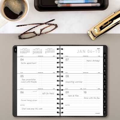 2027 AT-A-GLANCE Contemporary 5" x 8" Weekly & Monthly Planner, Faux Leather Cover, Charcoal (70-100X-45-27)