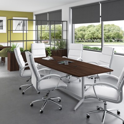 Bush Business Furniture 96W x 42D Boat Shaped Conference Table with Metal Base, Black Walnut (99TBM96BWSVK)
