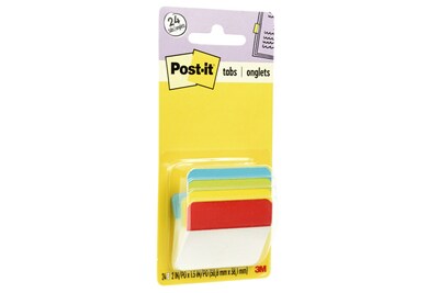 Post-it® Tabs, 2 Wide, Angled, Solid, Assorted Colors, 24 Tabs/Pack (686A-ALYR)