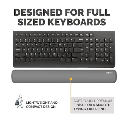 Fellowes Breyta Silicone Keyboard Wrist Rest, Gray (100145416)