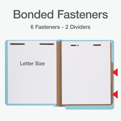 Pendaflex Pressboard Classification Folder, 2-Dividers, 2" Expansion, Letter Size, Blue, 10/Box (1007077)