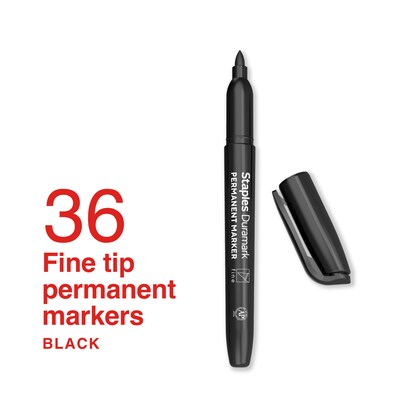 Staples Duramark Permanent Marker, Fine Tip, Black, 36/Pack (ST62949)