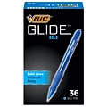 BIC Glide Bold Retractable Ballpoint Pen, Bold Point, Blue Ink, 36/Pack (VLGB361BLU)