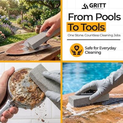 Gritt Commercial Heavy-Duty Pumice Scouring Stone, Gray, 12/Pack (GRI186-12)