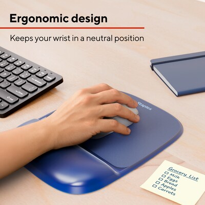 Quill Brand ® Gel Mouse Pad/Wrist Rest Combo, Blue Crystal (18259)