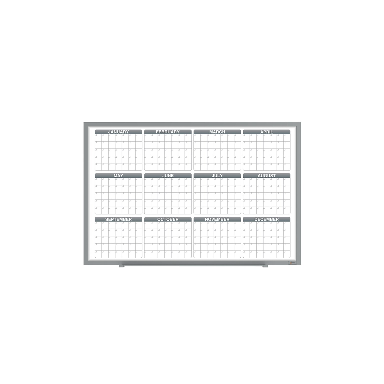 Ghent Magnetic Porcelain Dry-Erase Calendar Whiteboard, Aluminum Frame, 6 x 4 (GRPM331Y-46)