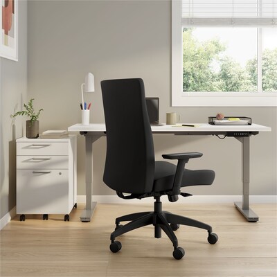 Union & Scale™ Workplace2.0™ Task Chair Upholstered 2D, Adjustable Arms, Iron Ore Fabric, Synchro Tilt (54144)
