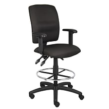 Boss® Multi-Function Fabric Drafting Stool w/ Adjustable Arm; Black