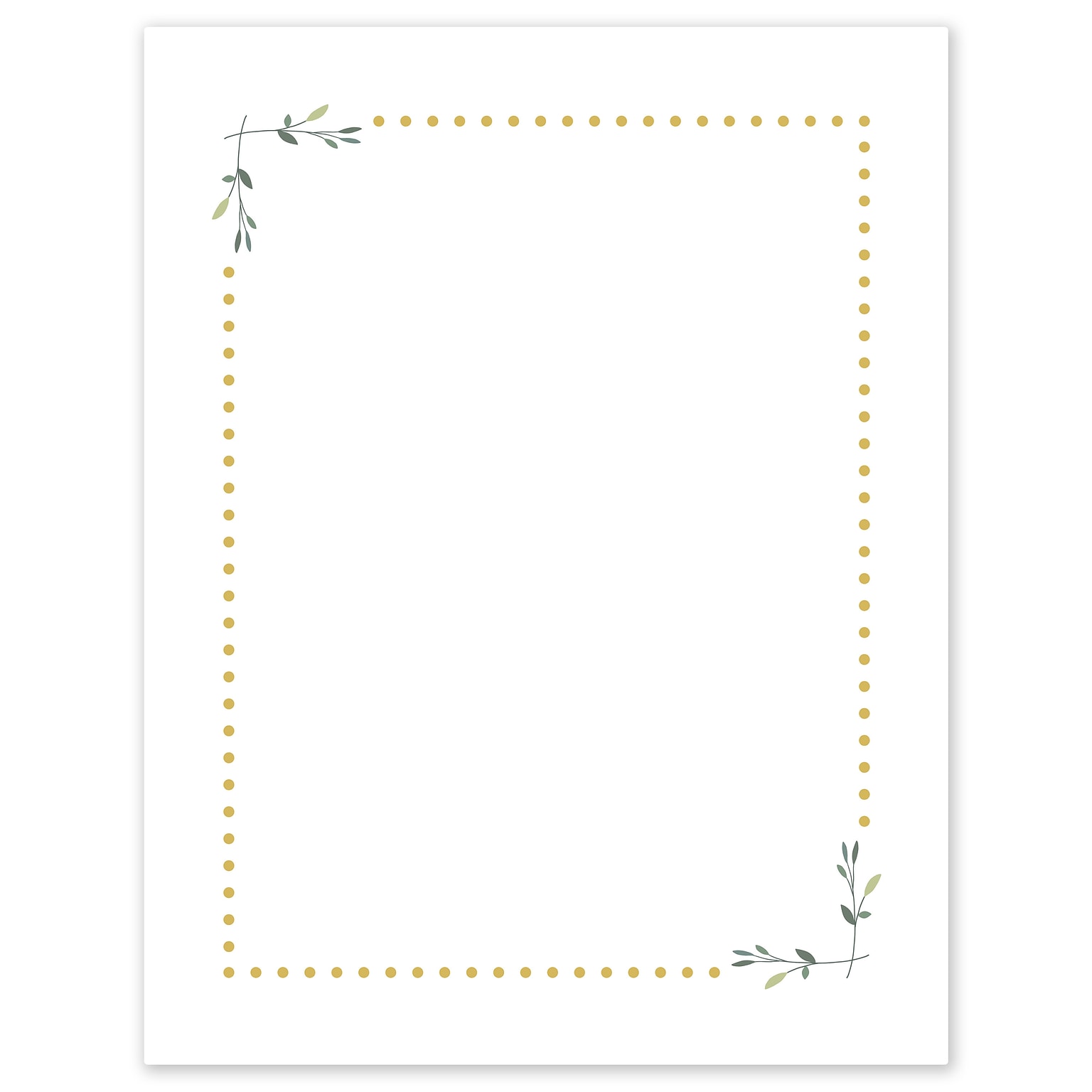 Avery Gold Dots with Green Florals Matte Blank Card, White, 10/Pack (S00-DPH)
